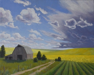 Prairie Storm Approaching 16x20" (acrylic on 1 1/2" canvas), R Luymes (c) 2014